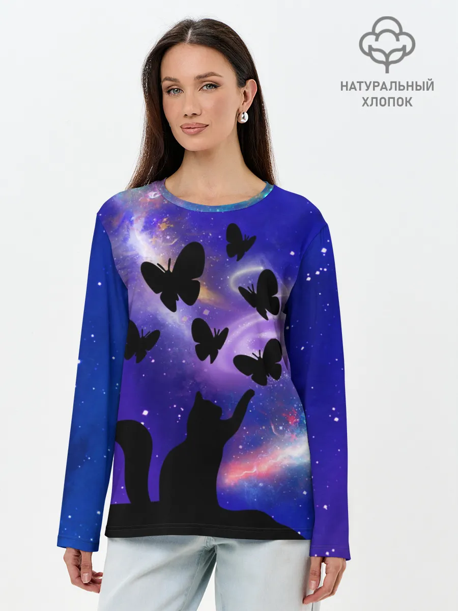 Лонгслив женский. Хлопок / КотоКосмос