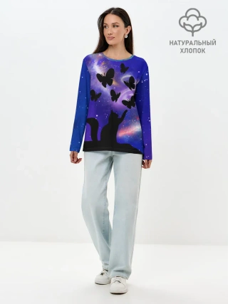 Лонгслив женский. Хлопок / КотоКосмос