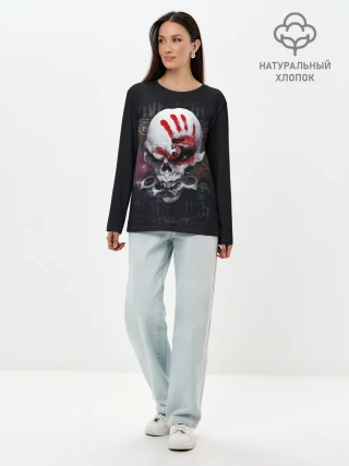 Лонгслив женский. Хлопок / Damage Skull