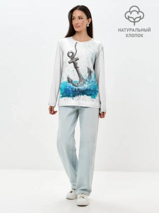 Лонгслив женский. Хлопок / Якорь На Холсте