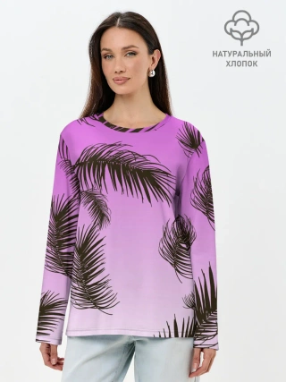 Лонгслив женский. Хлопок / Тропический Закат
