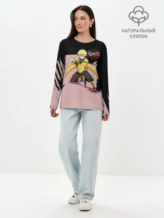 Лонгслив женский. Хлопок / Зеницу Агацума Kimetsu no Yaiba