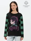 Лонгслив женский. Хлопок / Танджиро Камадо Kimetsu no Yaiba