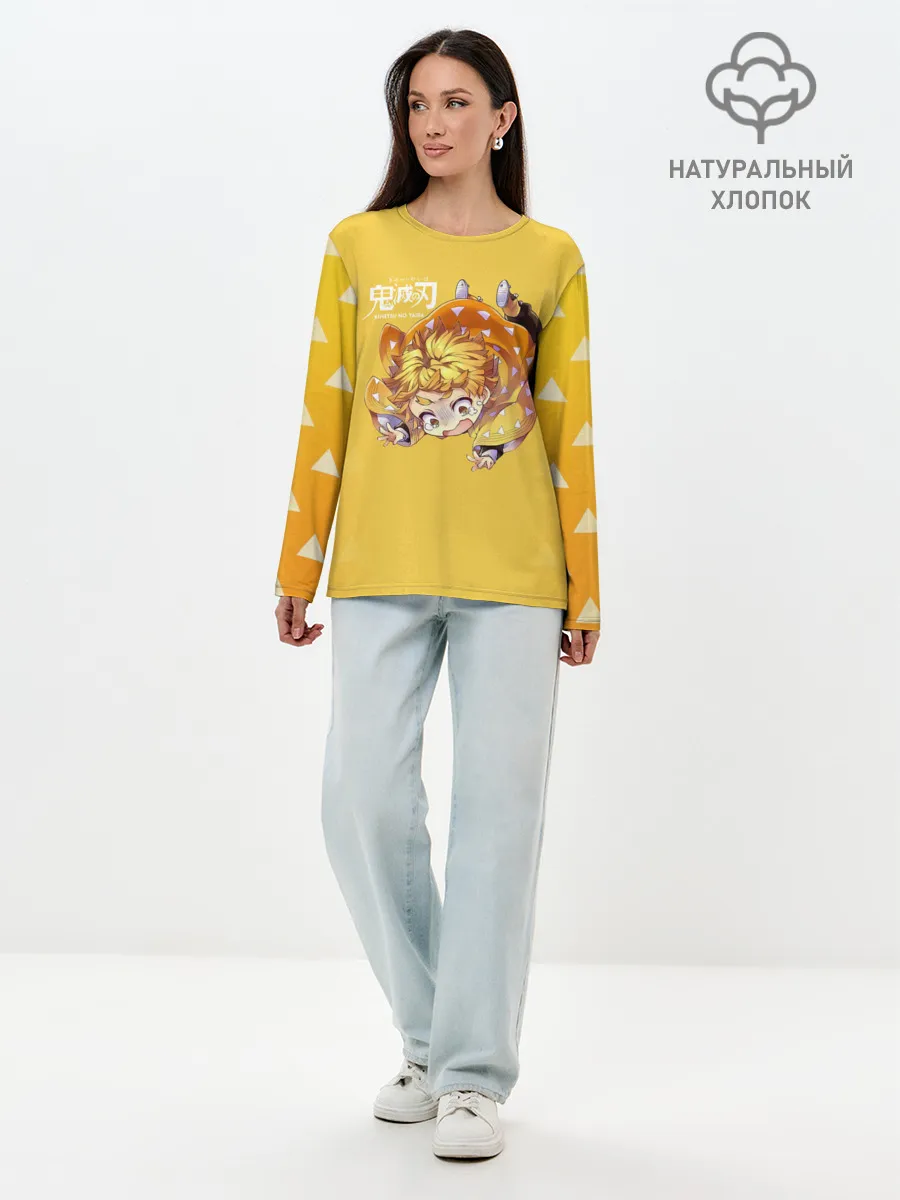 Лонгслив женский. Хлопок / Зеницу Агацума Kimetsu no Yaiba