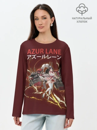 Лонгслив женский. Хлопок / лазурный путь