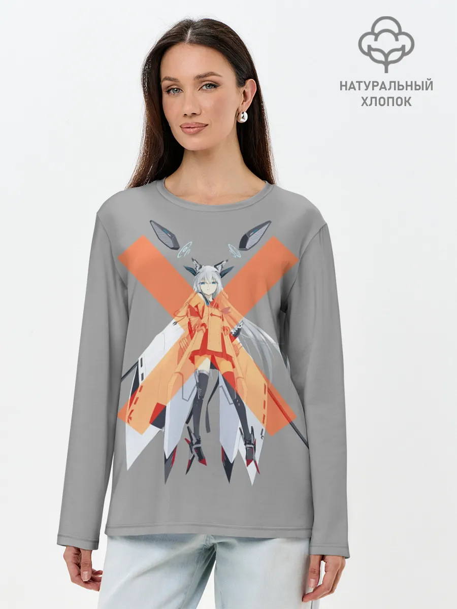 Лонгслив женский. Хлопок / лазурный путь