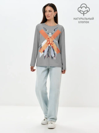 Лонгслив женский. Хлопок / лазурный путь