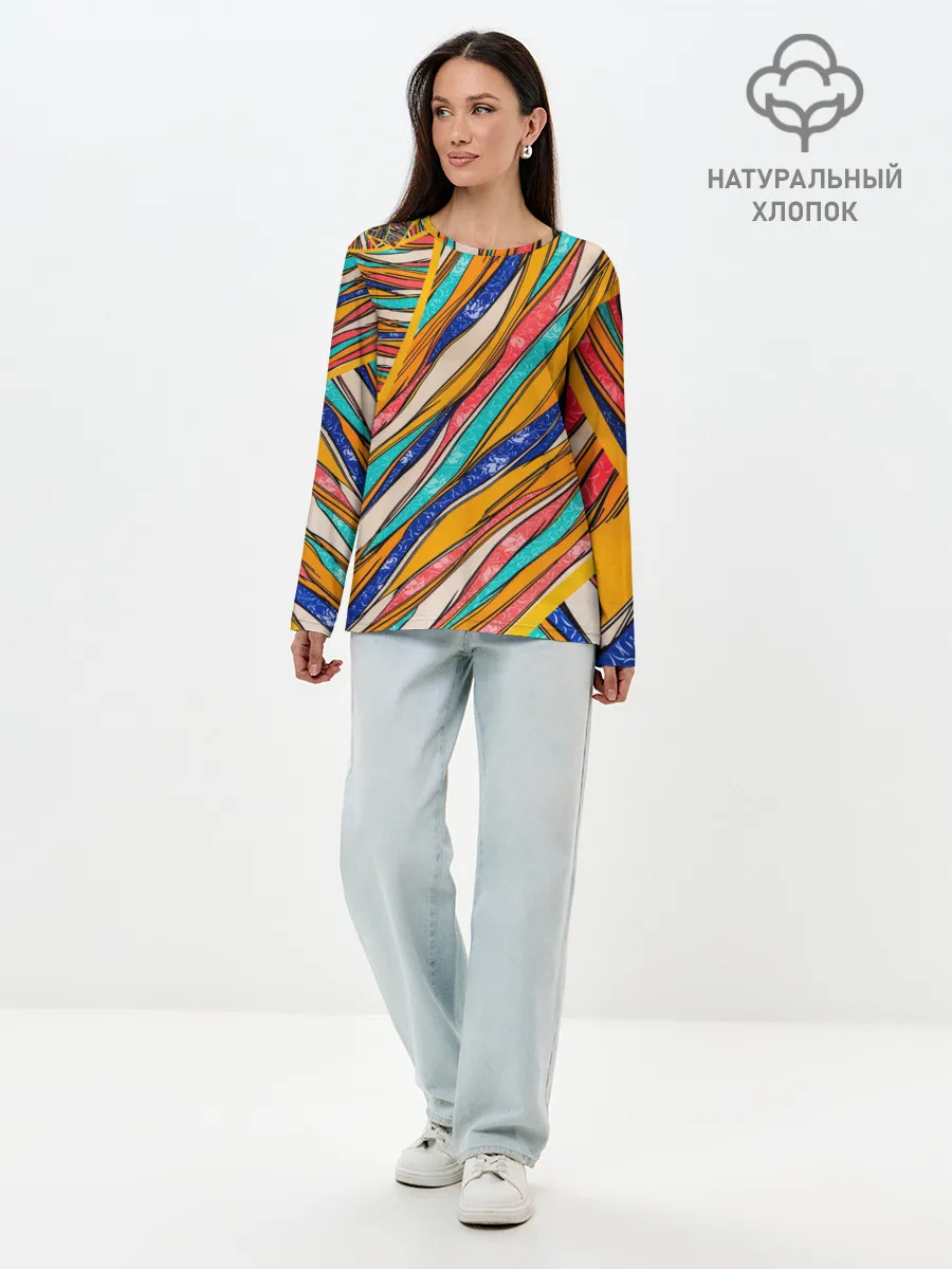 Лонгслив женский. Хлопок / Абстрактное течение