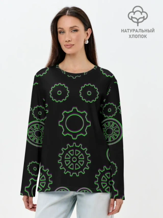 Лонгслив женский. Хлопок / Gears steampunk