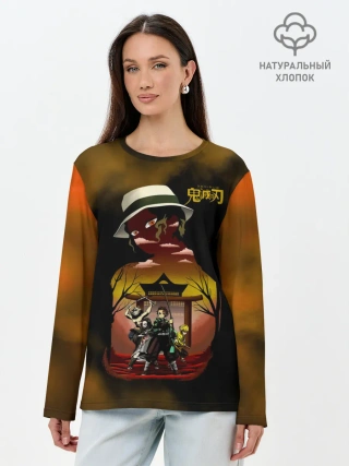 Лонгслив женский. Хлопок / ГЕРОИ Клинок, рассекающий демонов