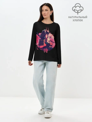 Лонгслив женский. Хлопок / Вишневый Самурай