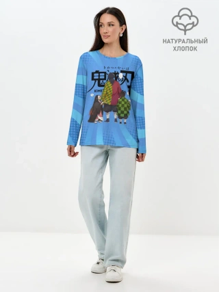 Лонгслив женский. Хлопок / Незуко Гию и Танджиро