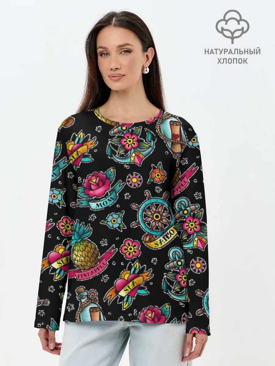 Лонгслив женский. Хлопок / Old school Sailor