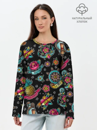 Лонгслив женский. Хлопок / Old school Sailor