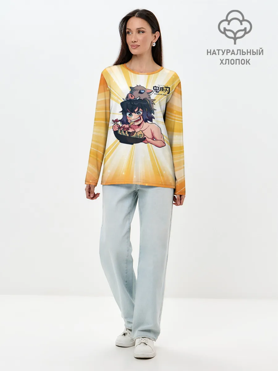 Лонгслив женский. Хлопок / Иноске Хашибира Kimetsu no Yaiba