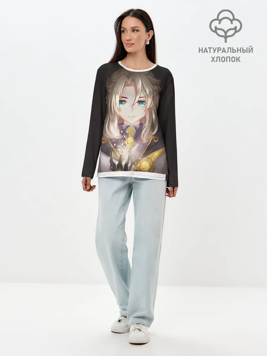 Лонгслив женский. Хлопок / Blue Eyes Albedo.