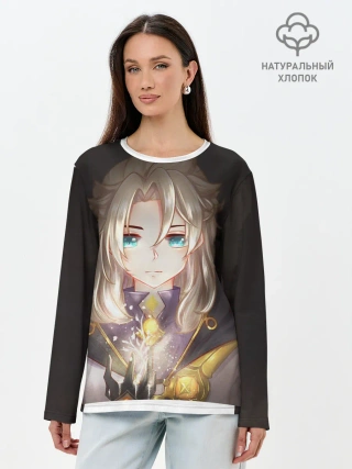 Лонгслив женский. Хлопок / Blue Eyes Albedo.