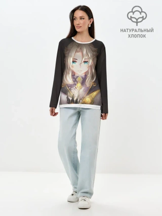 Лонгслив женский. Хлопок / Blue Eyes Albedo.