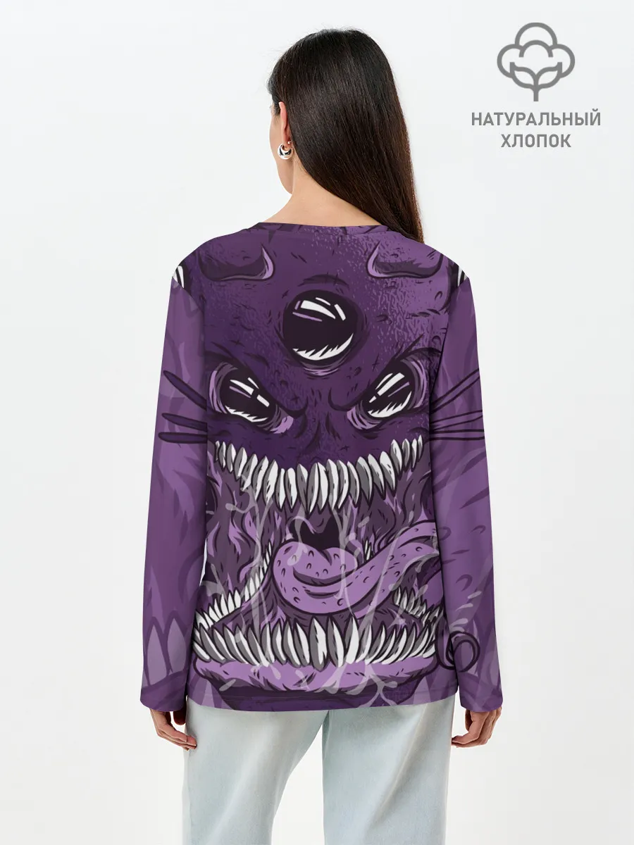 Лонгслив женский. Хлопок / Инопланетное чудовище
