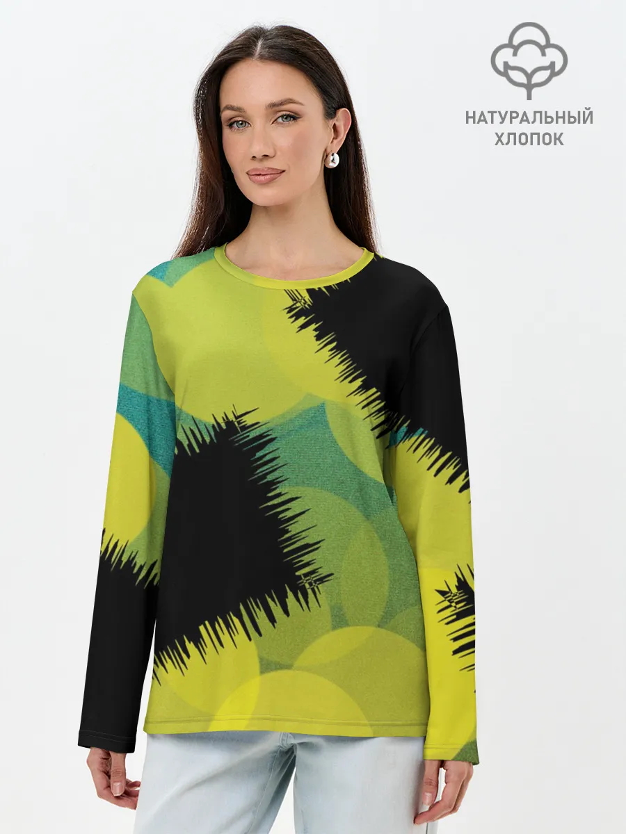 Лонгслив женский. Хлопок / Черные дыры