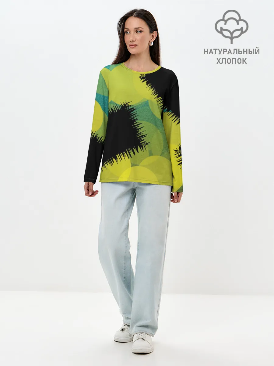 Лонгслив женский. Хлопок / Черные дыры