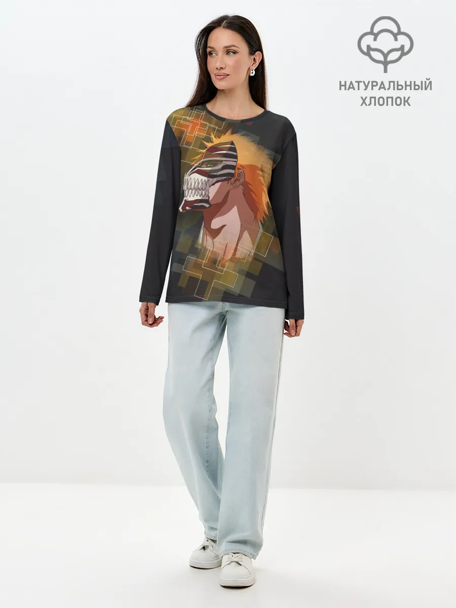 Лонгслив женский. Хлопок / Блич. Маска