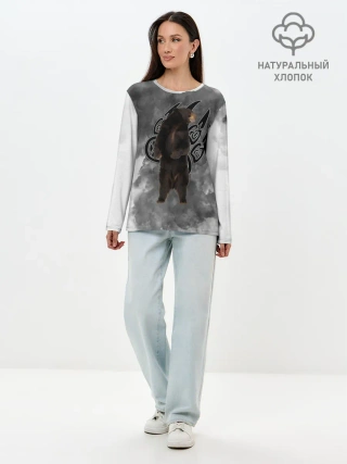 Лонгслив женский. Хлопок / НЕ БУДИ ЛИХО / ВЕЛЕС