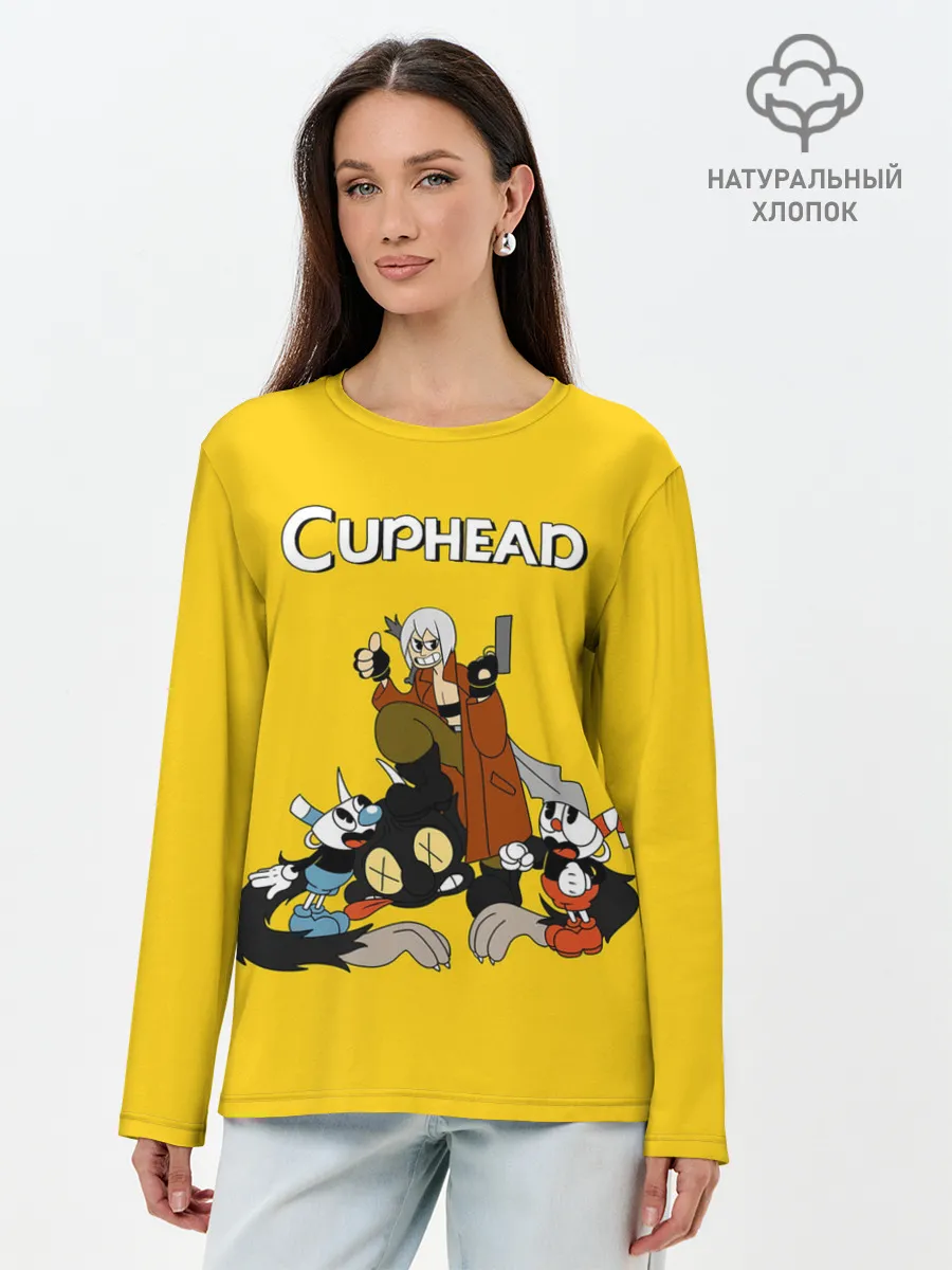 Лонгслив женский. Хлопок / Cuphead x DMC