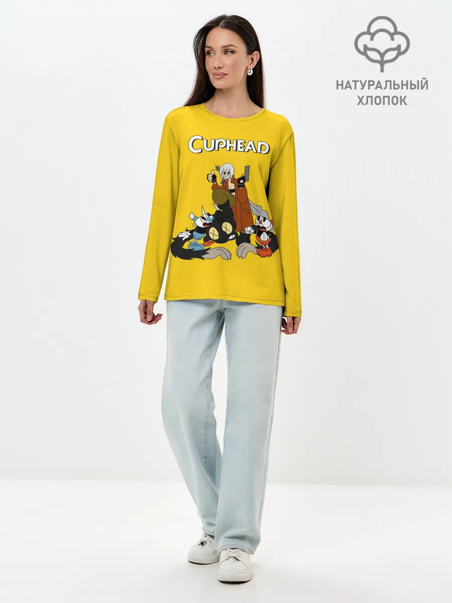 Лонгслив женский. Хлопок / Cuphead x DMC