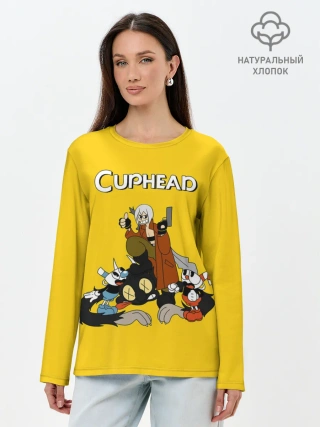 Лонгслив женский. Хлопок / Cuphead x DMC