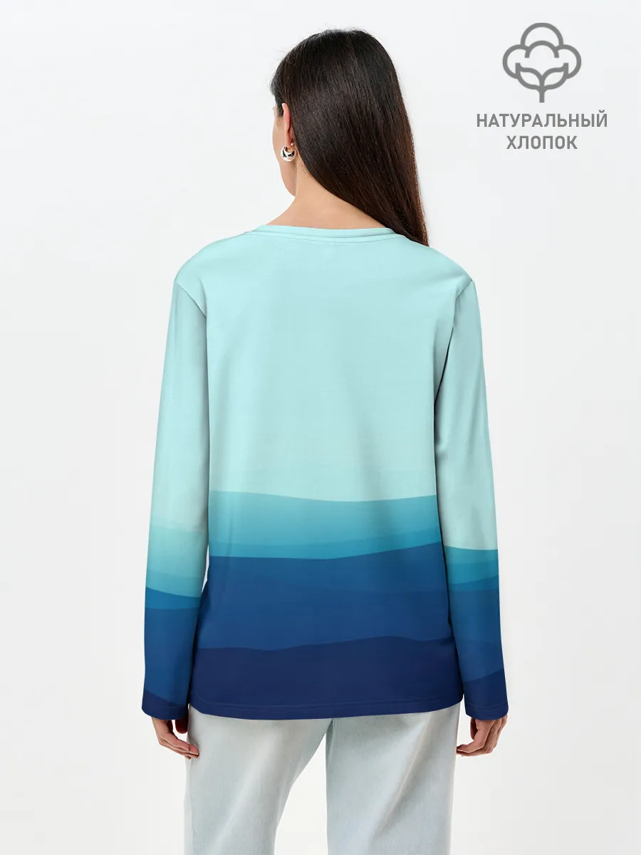 Лонгслив женский. Хлопок / Море