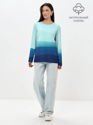 Лонгслив женский. Хлопок / Море