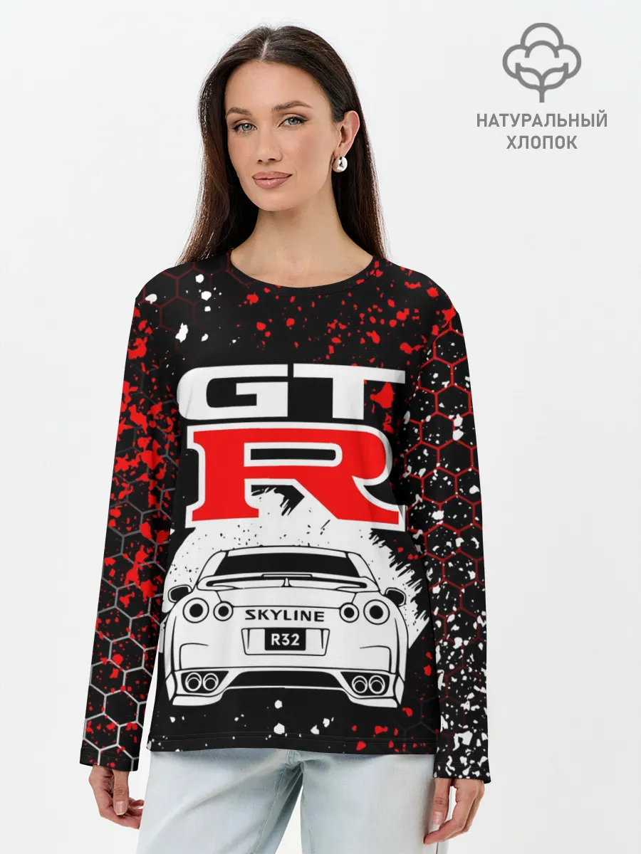 Лонгслив женский. Хлопок / NISSAN GT-R / НИССАН GTR