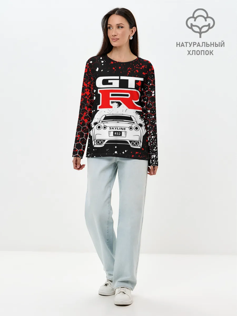 Лонгслив женский. Хлопок / NISSAN GT-R / НИССАН GTR