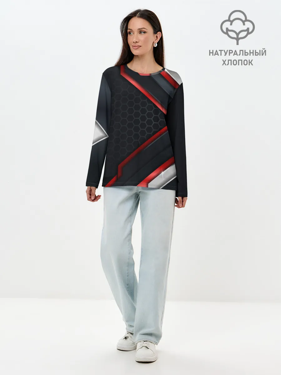 Лонгслив женский. Хлопок / luxury Black 3D СОТЫ