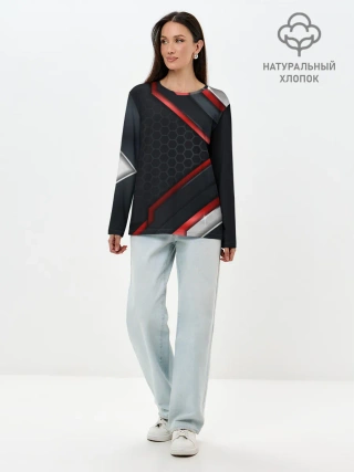 Лонгслив женский. Хлопок / luxury Black 3D СОТЫ