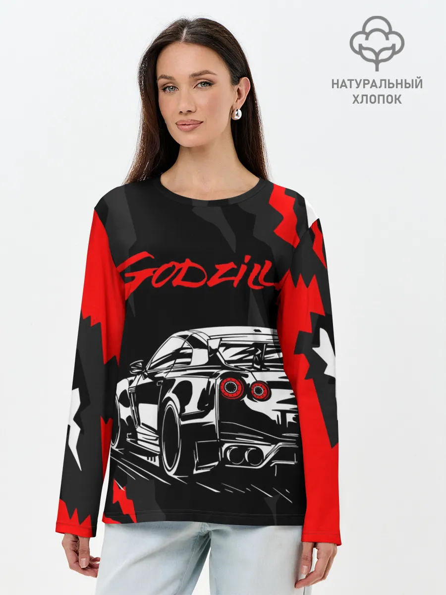 Лонгслив женский. Хлопок / NISSAN GT-R / GODZILLA