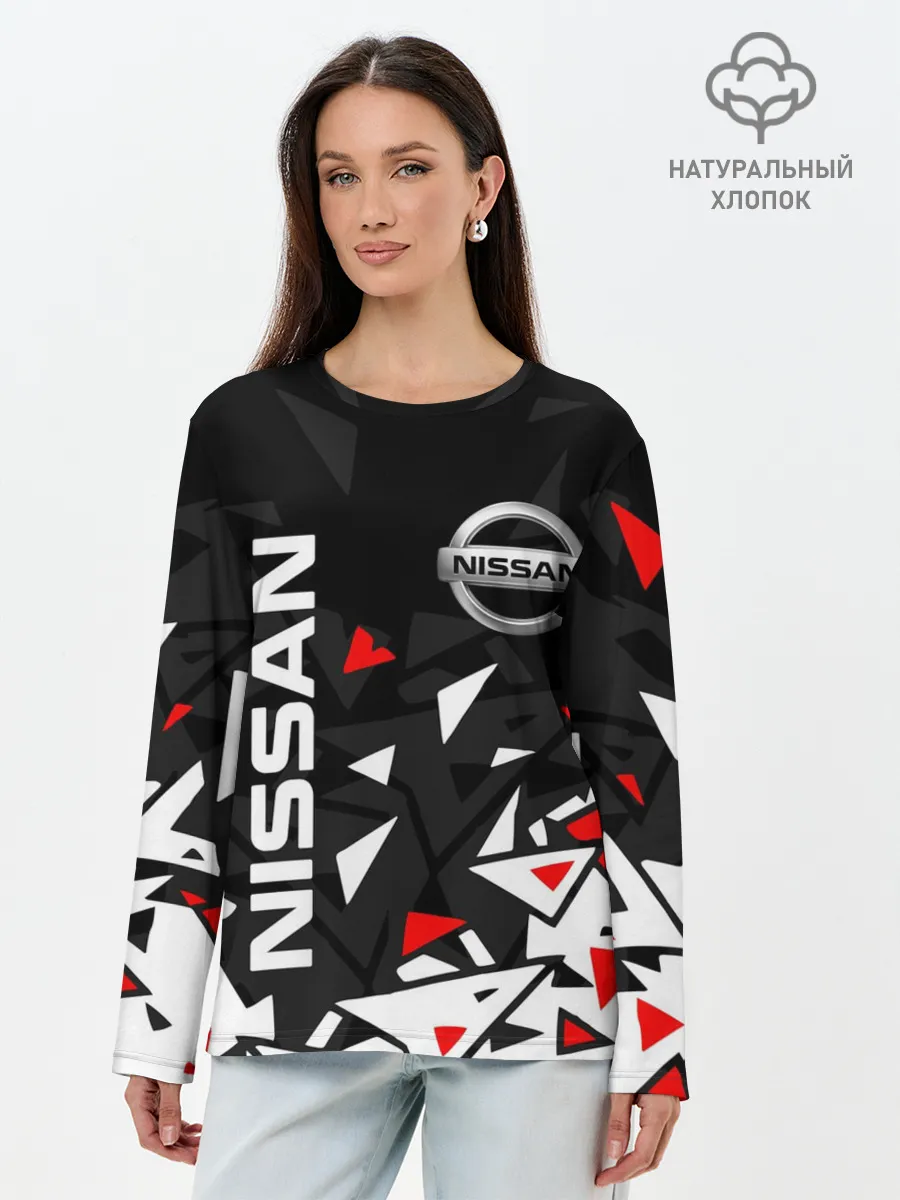 Лонгслив женский. Хлопок / NISSAN / НИССАН / ОСКОЛКИ