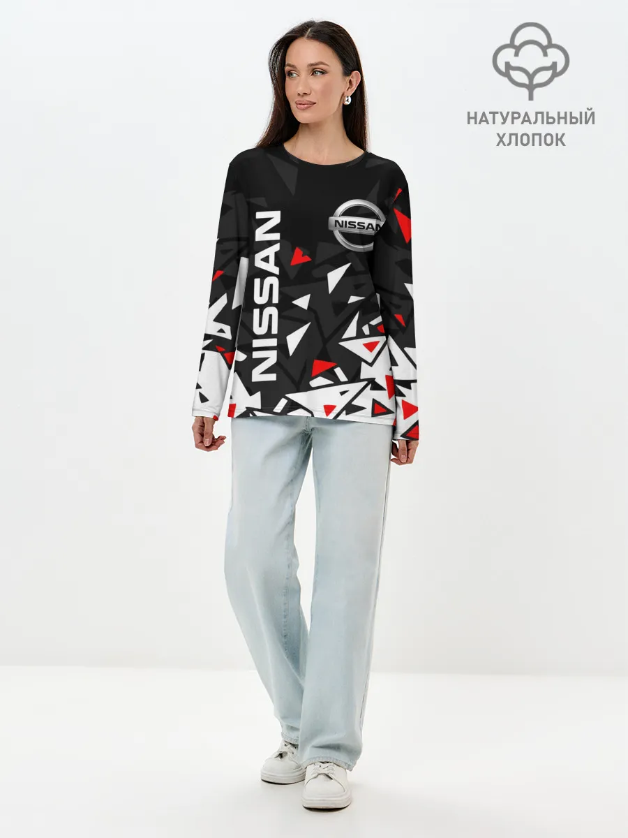 Лонгслив женский. Хлопок / NISSAN / НИССАН / ОСКОЛКИ