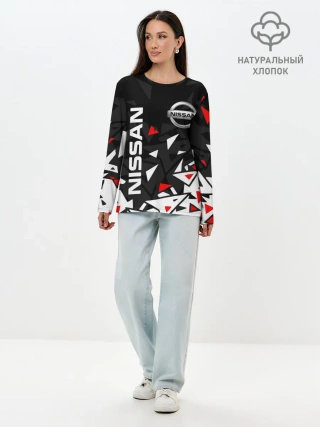 Лонгслив женский. Хлопок / NISSAN / НИССАН / ОСКОЛКИ
