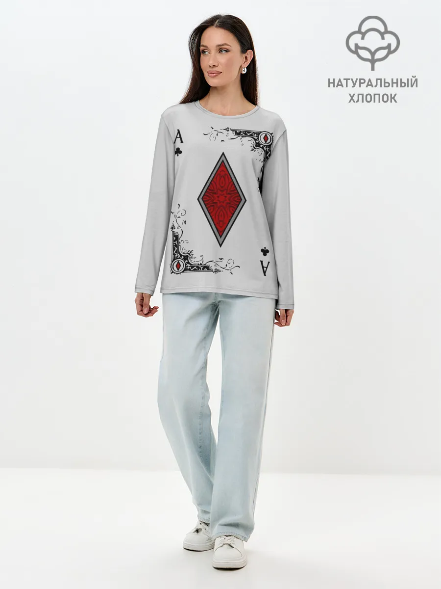 Лонгслив женский. Хлопок / Туз Бубен