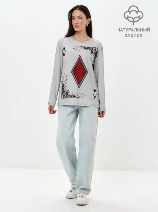 Лонгслив женский. Хлопок / Туз Бубен