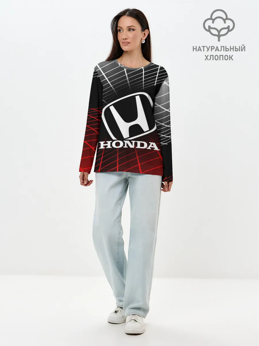 Лонгслив женский. Хлопок / HONDA / ХОНДА / СЕТКА