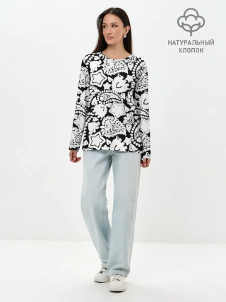 Лонгслив женский. Хлопок / Фракталы