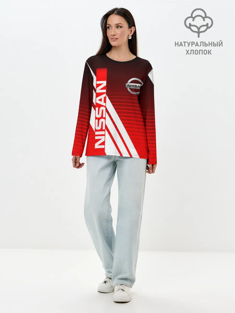 Лонгслив женский. Хлопок / NISSAN / НИССАН / СПОРТ