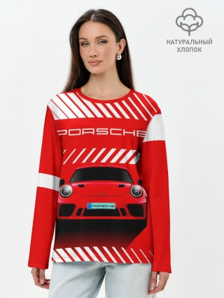 Лонгслив женский. Хлопок / PORSCHE / ПОРШЕ / RED STYLE