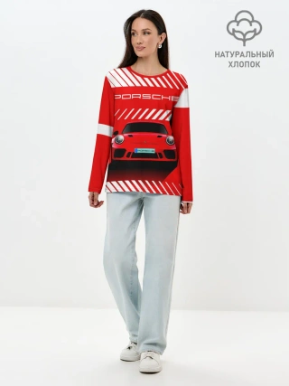 Лонгслив женский. Хлопок / PORSCHE / ПОРШЕ / RED STYLE