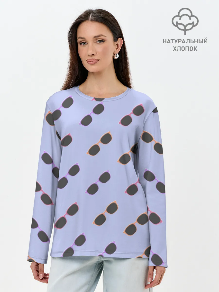 Лонгслив женский. Хлопок / Разноцветные очки