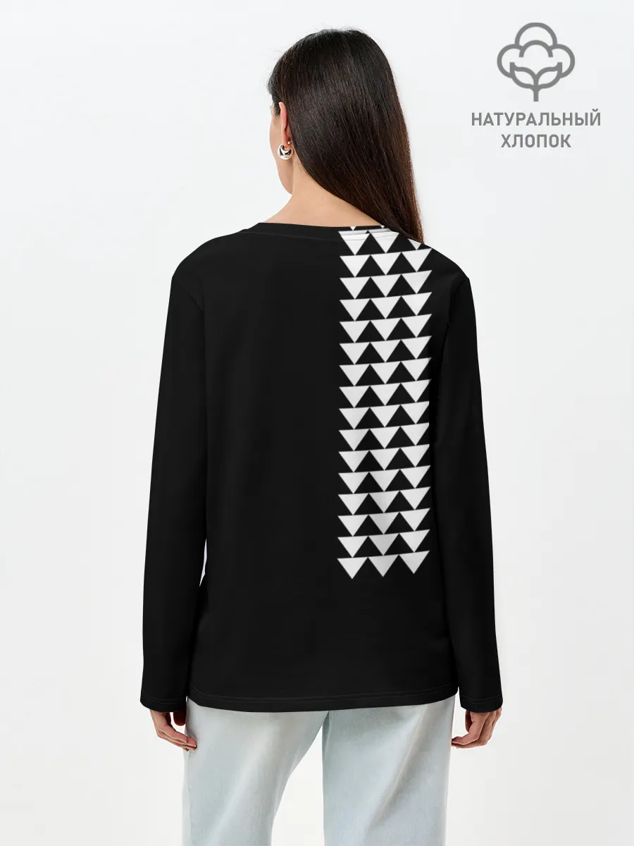 Лонгслив женский. Хлопок / Джейсон Момоа тату узор