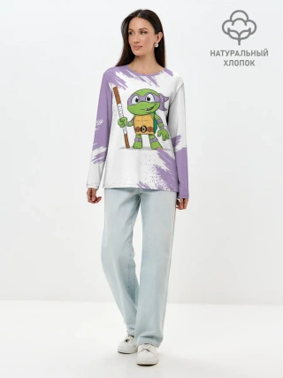 Лонгслив женский. Хлопок / ЧЕРЕПАШКИ НИНДЗЯ - ДОНАТЕЛЛО